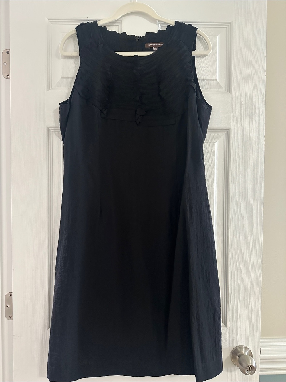Adrienne Vittadini Black Sleeveless Ruffle Yoke Mini Dress
